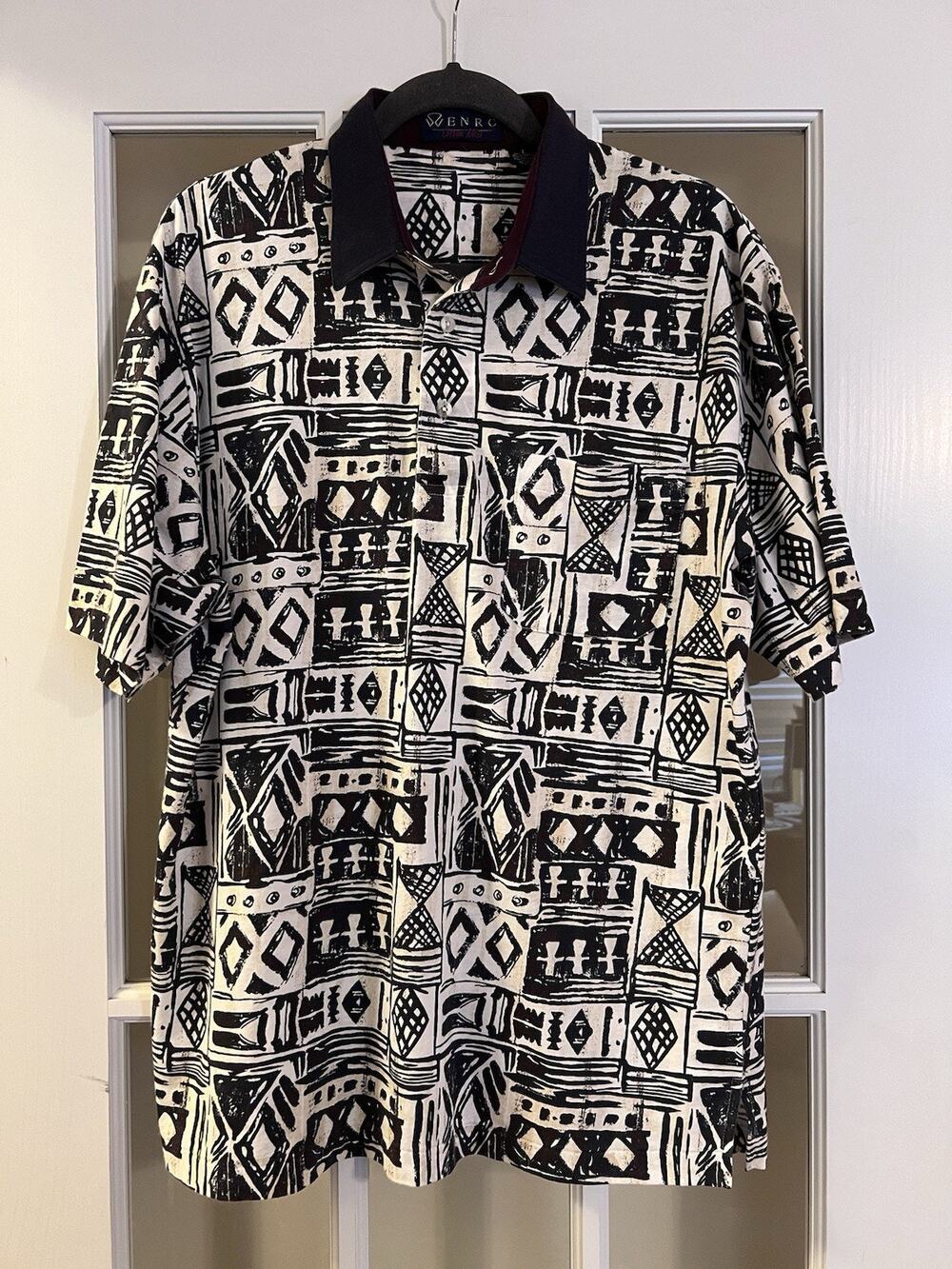 Vintage Enro Mens L Short Sleeve Golf Polo Shirt MultiColor Aztec Cotton Outdoor
